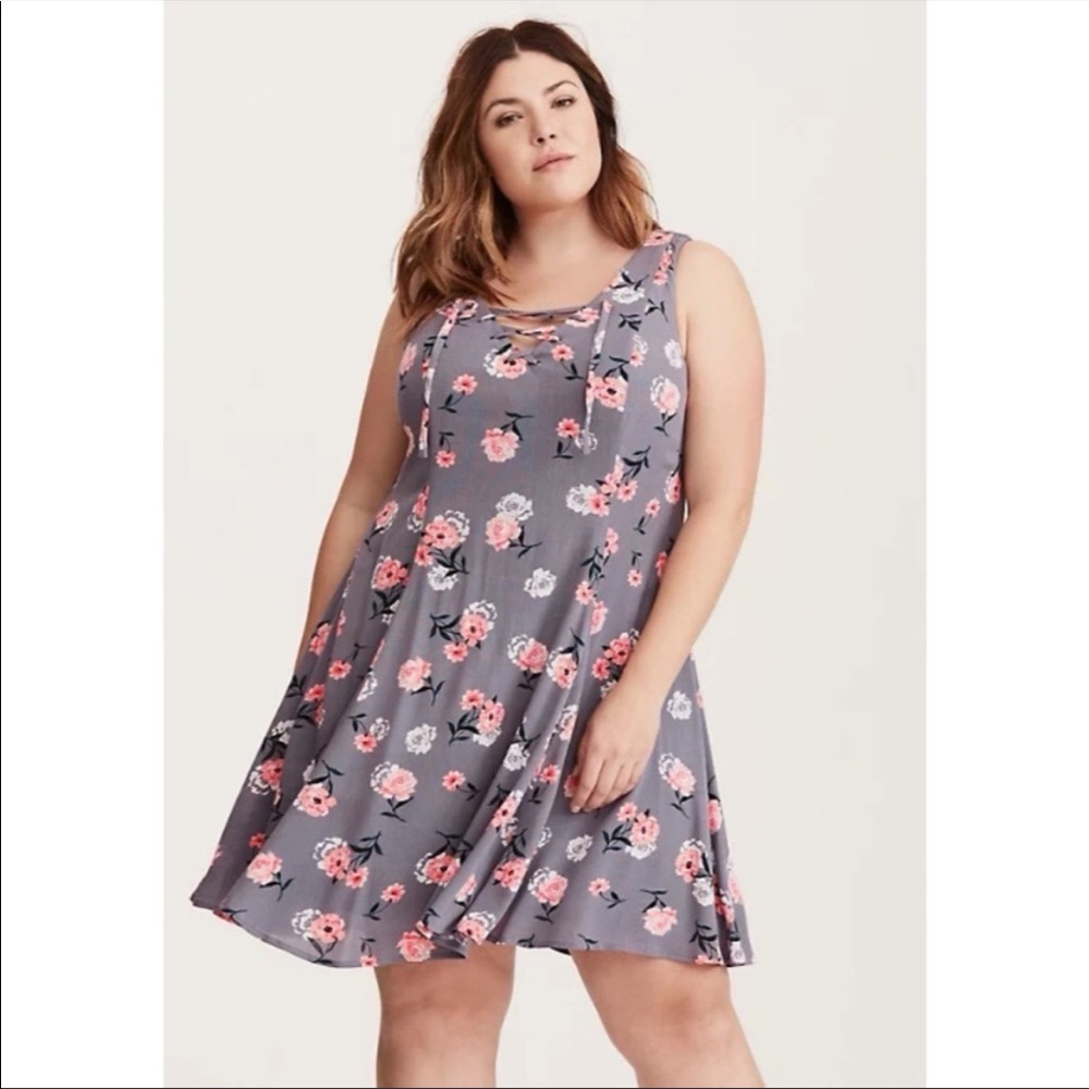torrid floral print lace up dress